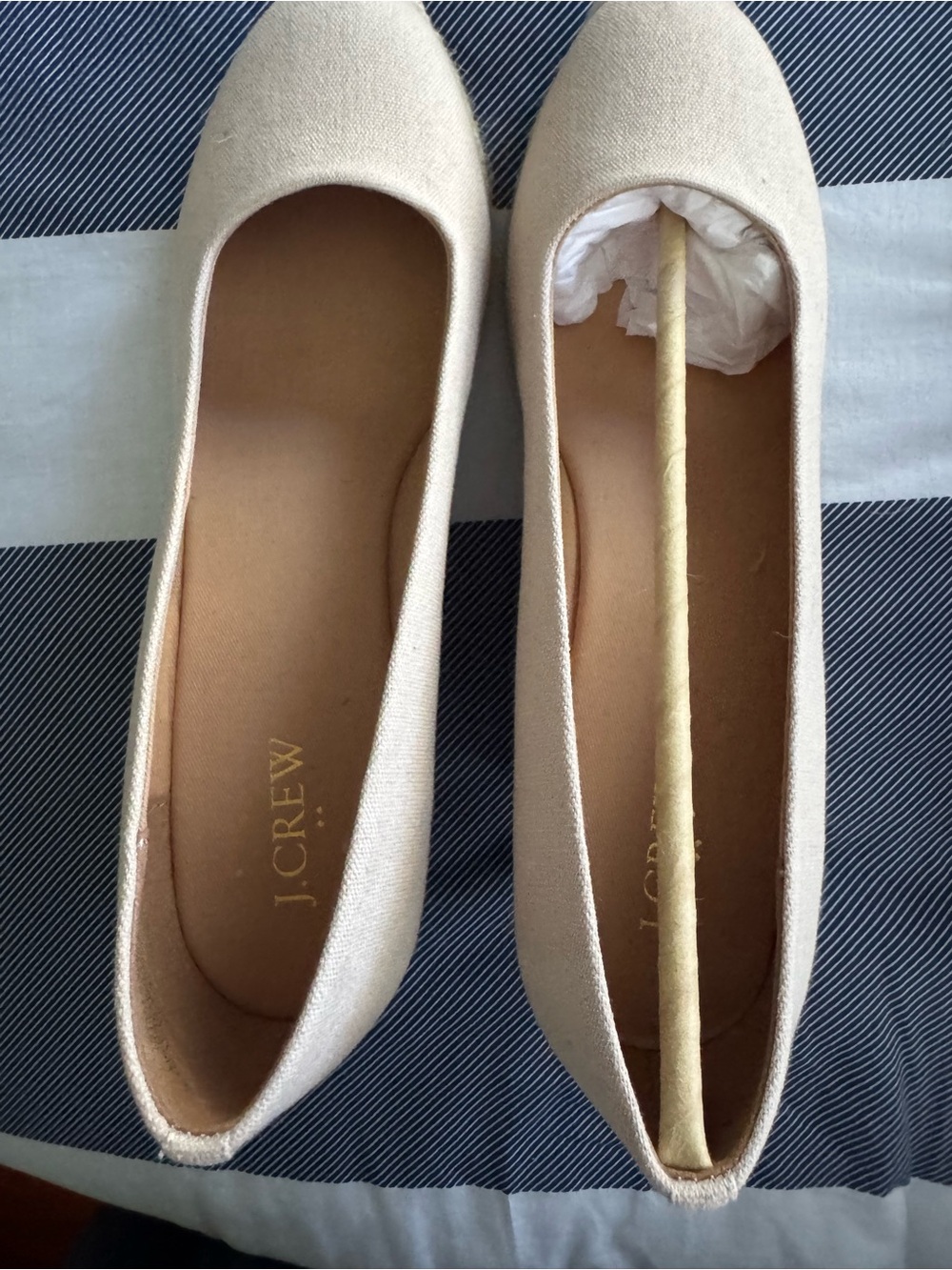 J. Crew Factory Neutral Cream Canvas Espadrille Ballet Flats
